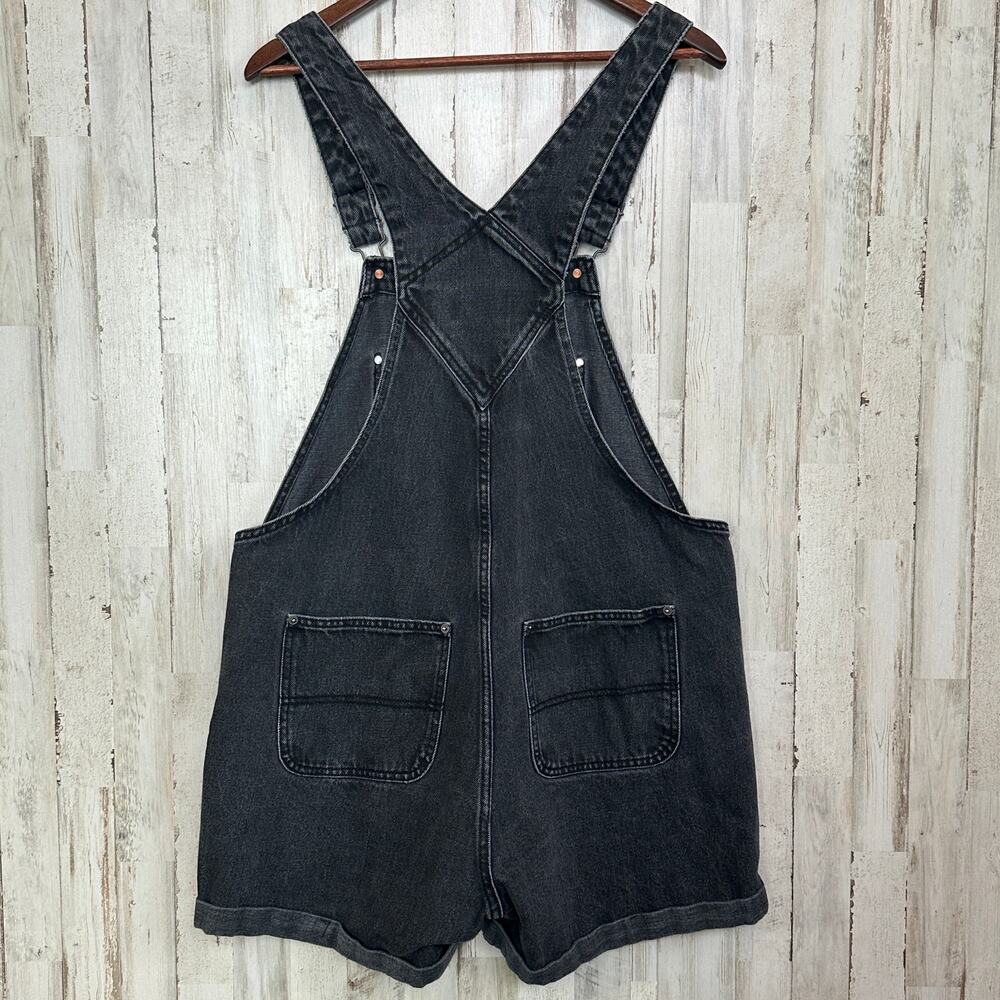 Old Navy 100 Cotton Shortalls Overall Shorts Large Black EUC Grunge Festival Y2K - Picture 2 of 9